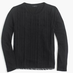 J. Crew Lace Front Long Sleeve T-Shirt | Black
